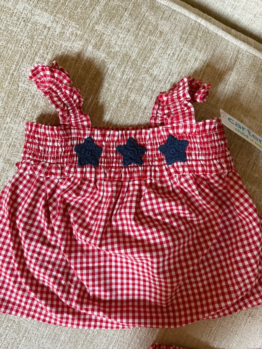 Carter's Child of Mine Girl Patriotic Americana gingham set 12 m